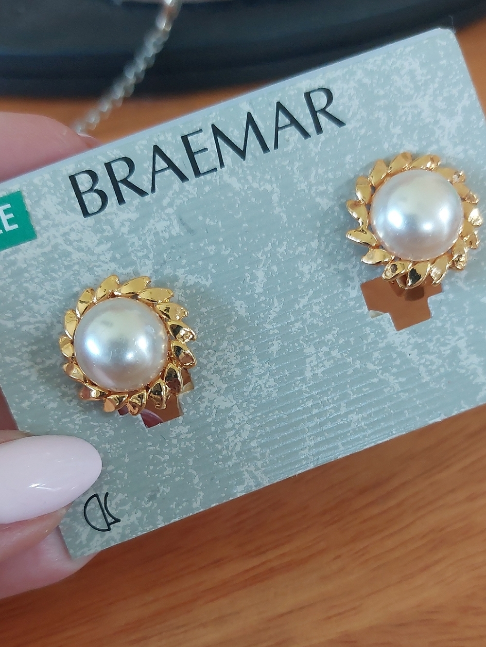 Clip On Every Day Faux Pearl Earrings Goldtone Braemar